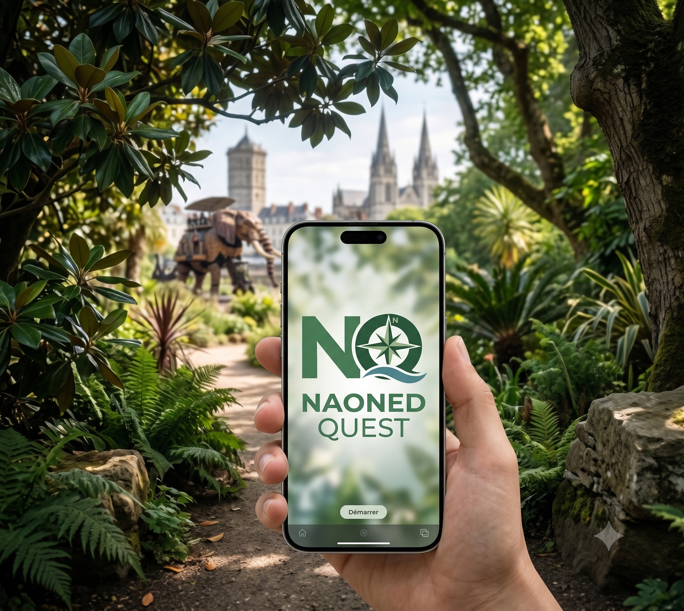 Application Naoned Quest utilisée en pleine chasse au trésor connectée dans les rues de Nantes
